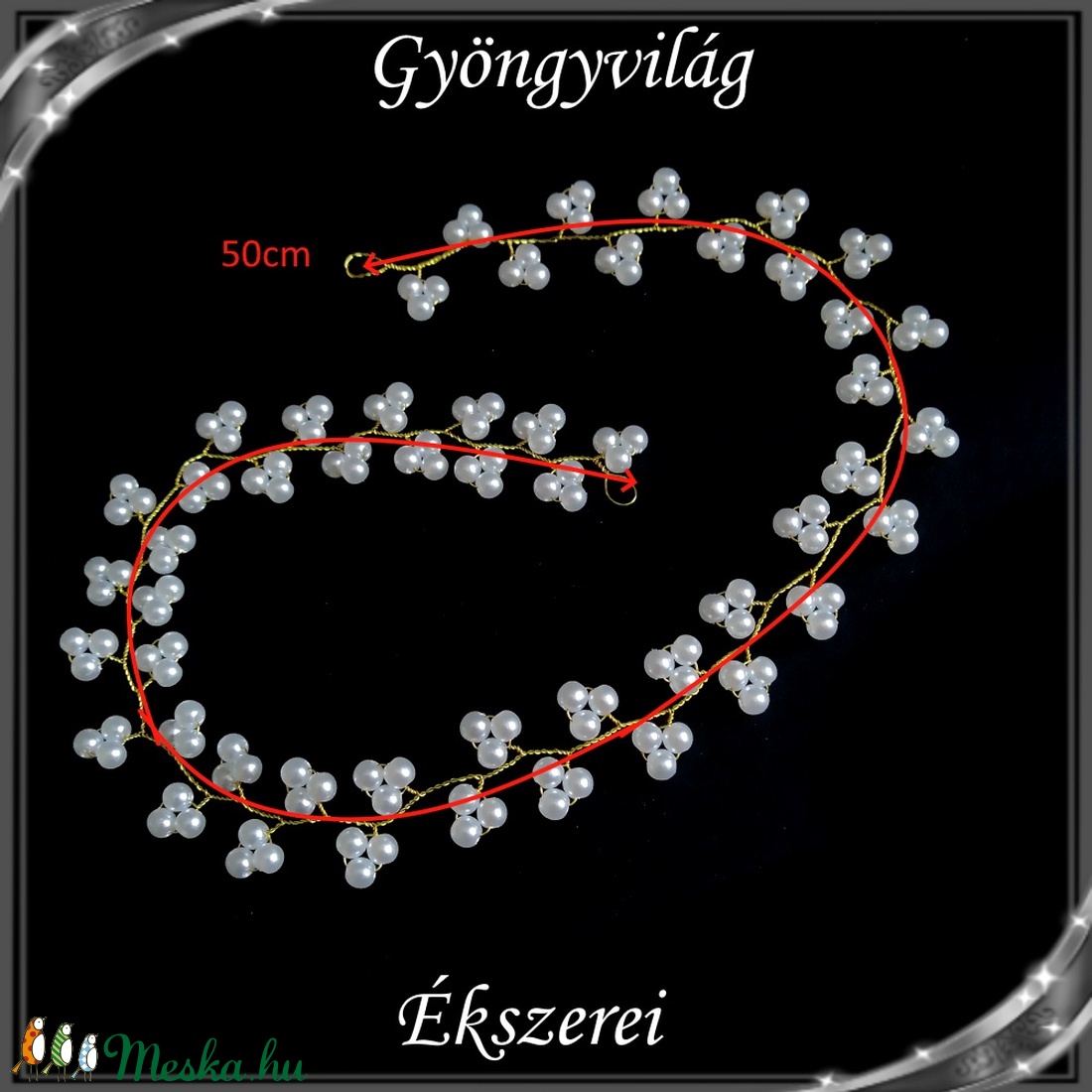 Ékszerek-hajdíszek, hajcsatok: Esküvői, menyasszonyi, alkalmi hajdísz S-H-FÜ18-50a - esküvő - hajdísz - kontydísz & hajdísz - Meska.hu