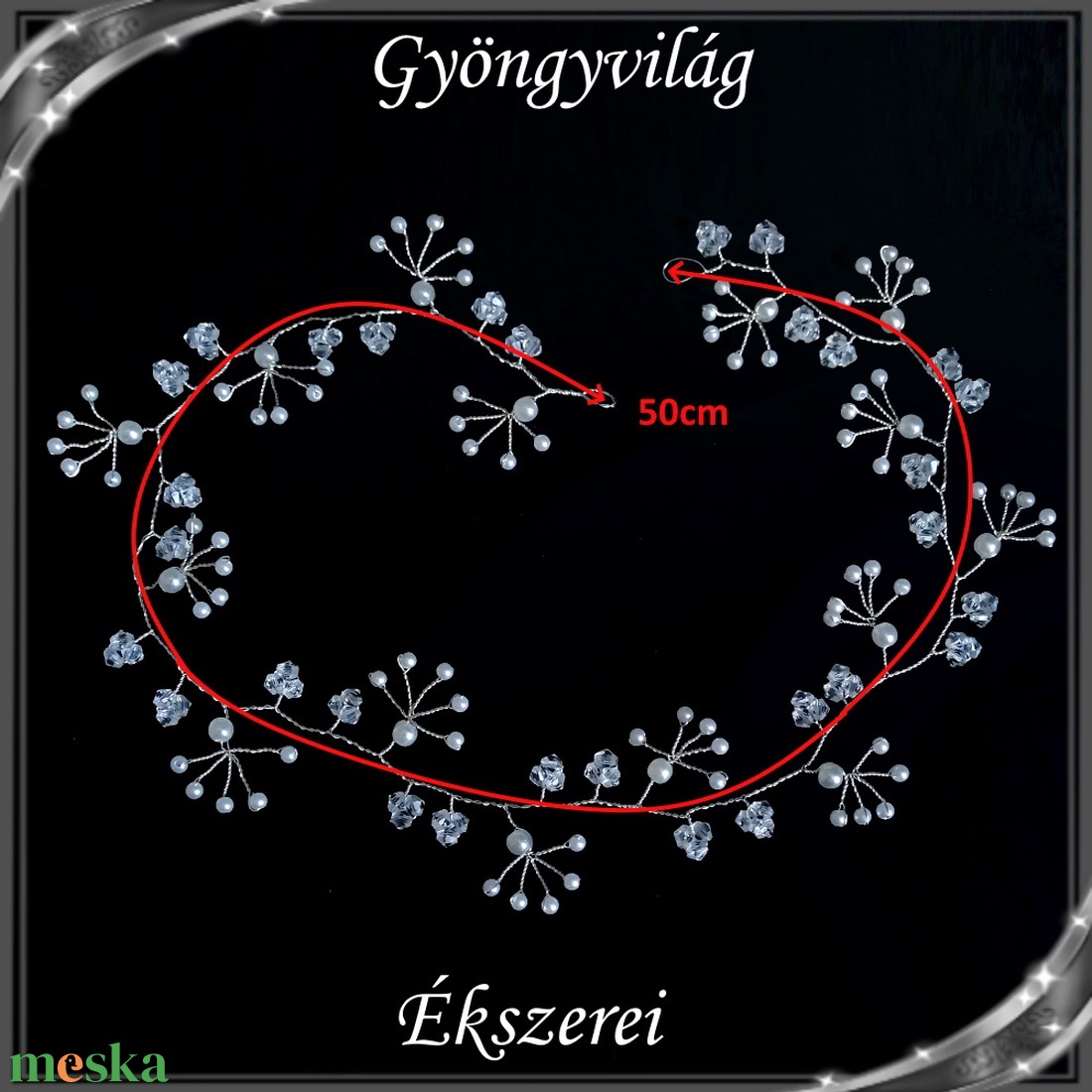 Ékszerek-hajdíszek, hajcsatok: Esküvői, menyasszonyi, alkalmi hajdísz S-H-FÜ20-50e R - esküvő - hajdísz - kontydísz & hajdísz - Meska.hu