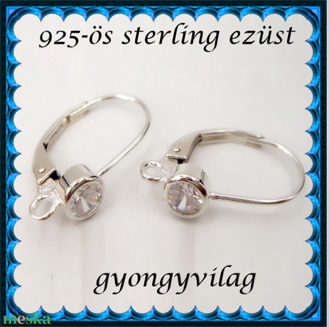  925-ös sterling ezüst ékszerkellék: fülbevalóalap biztonsági kapoccsal EFK K 39 - gyöngy, ékszerkellék - egyéb alkatrész - Meska.hu