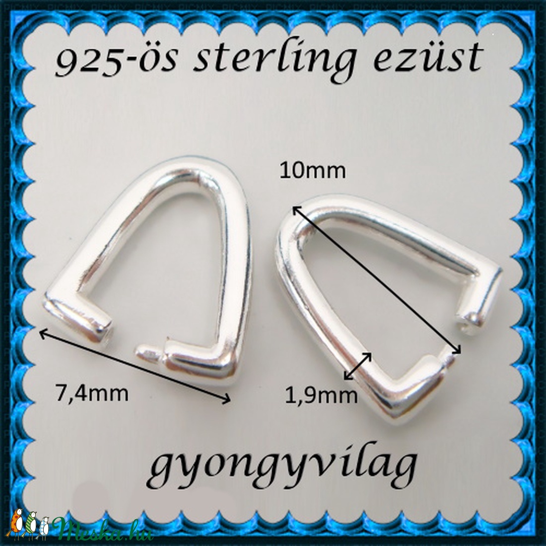 925-ös sterling ezüst ékszerkellék: medáltartó, medálkapocs EMK 114e - gyöngy, ékszerkellék - egyéb alkatrész - Meska.hu 925-ös sterling ezüst ékszerkellék: medáltartó, medálkapocs EMK 114e - gyöngy, ékszerkellék - egyéb alkatrész - Meska.hu