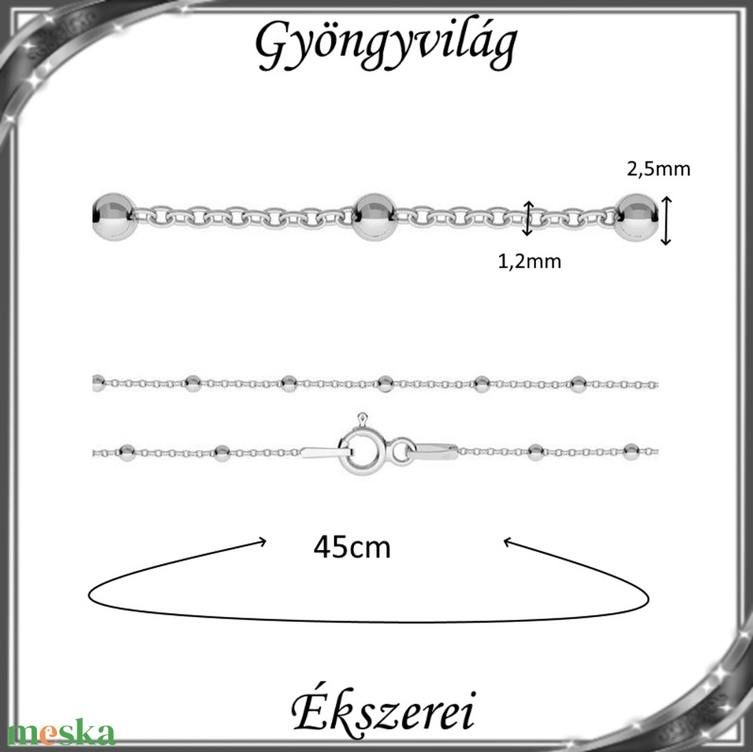 Ékszerek-nyakláncok: 925-ös sterling ezüst lánc SSZ EÜL 08-45e - ékszer - nyaklánc - medál nélküli nyaklánc - Meska.hu