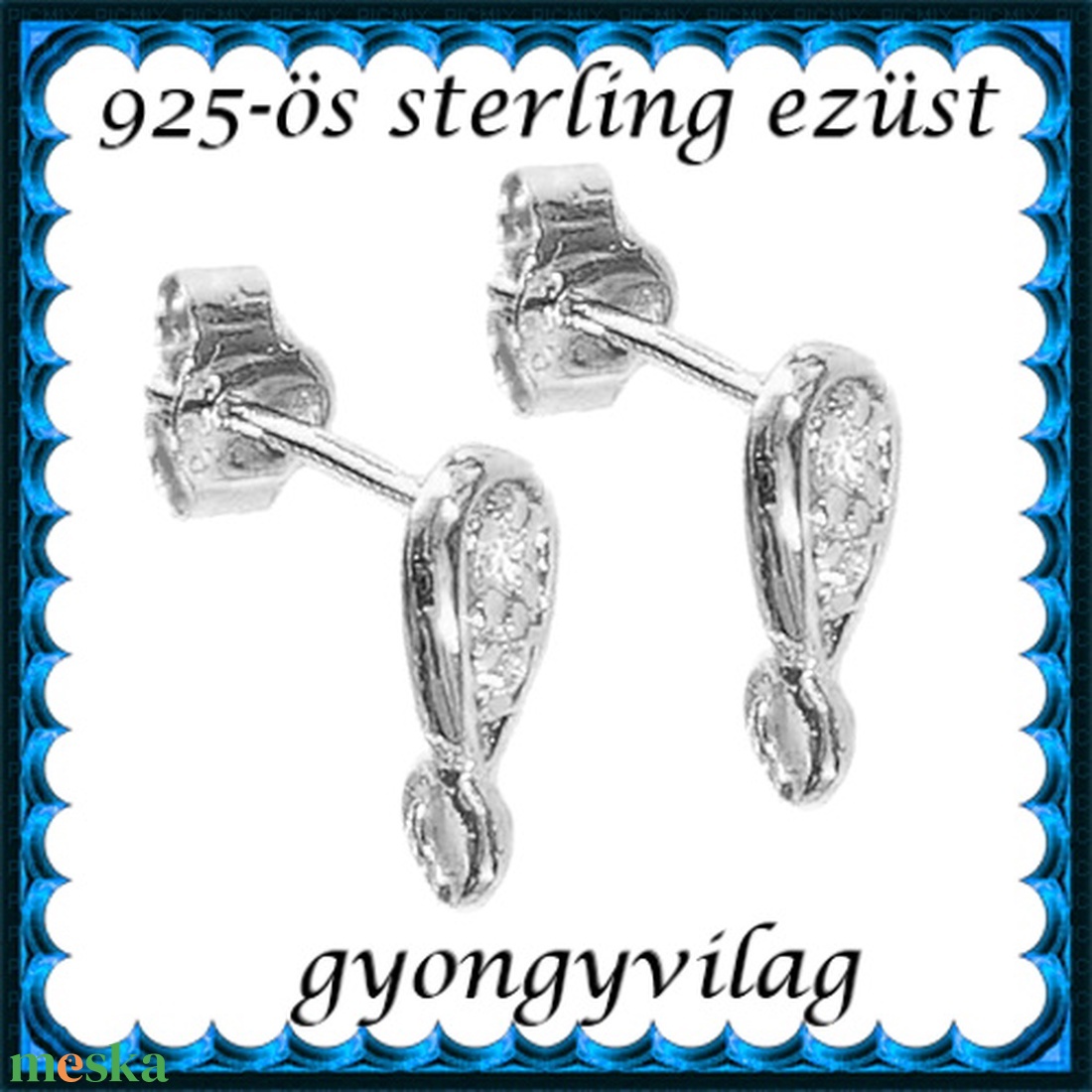 925-ös sterling ezüst ékszerkellék: fülbevaló kapocs, bedugós EFK B 57 - gyöngy, ékszerkellék - egyéb alkatrész - Meska.hu