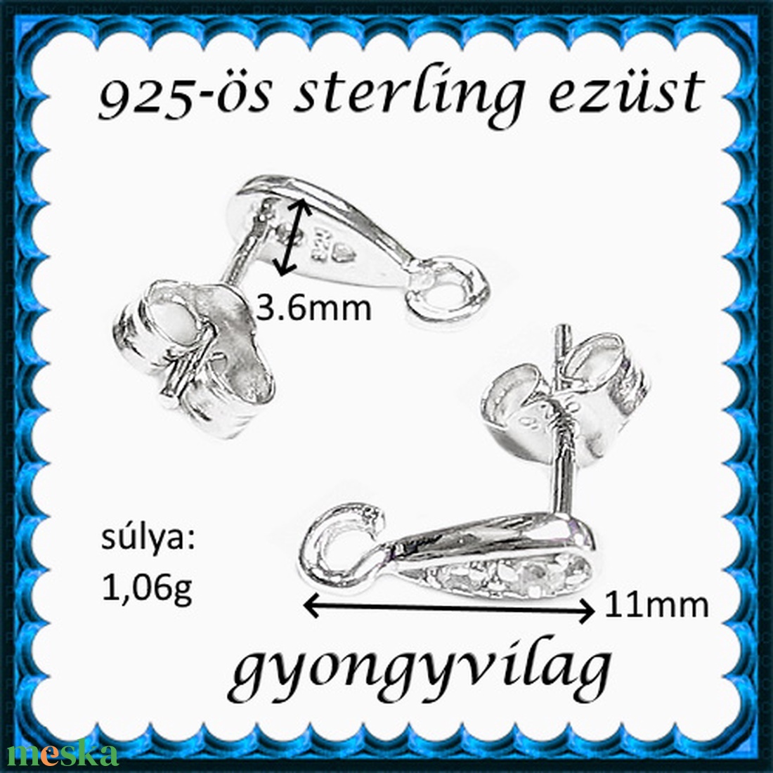 925-ös sterling ezüst ékszerkellék: fülbevaló kapocs, bedugós EFK B 57 - gyöngy, ékszerkellék - egyéb alkatrész - Meska.hu 925-ös sterling ezüst ékszerkellék: fülbevaló kapocs, bedugós EFK B 57 - gyöngy, ékszerkellék - egyéb alkatrész - Meska.hu