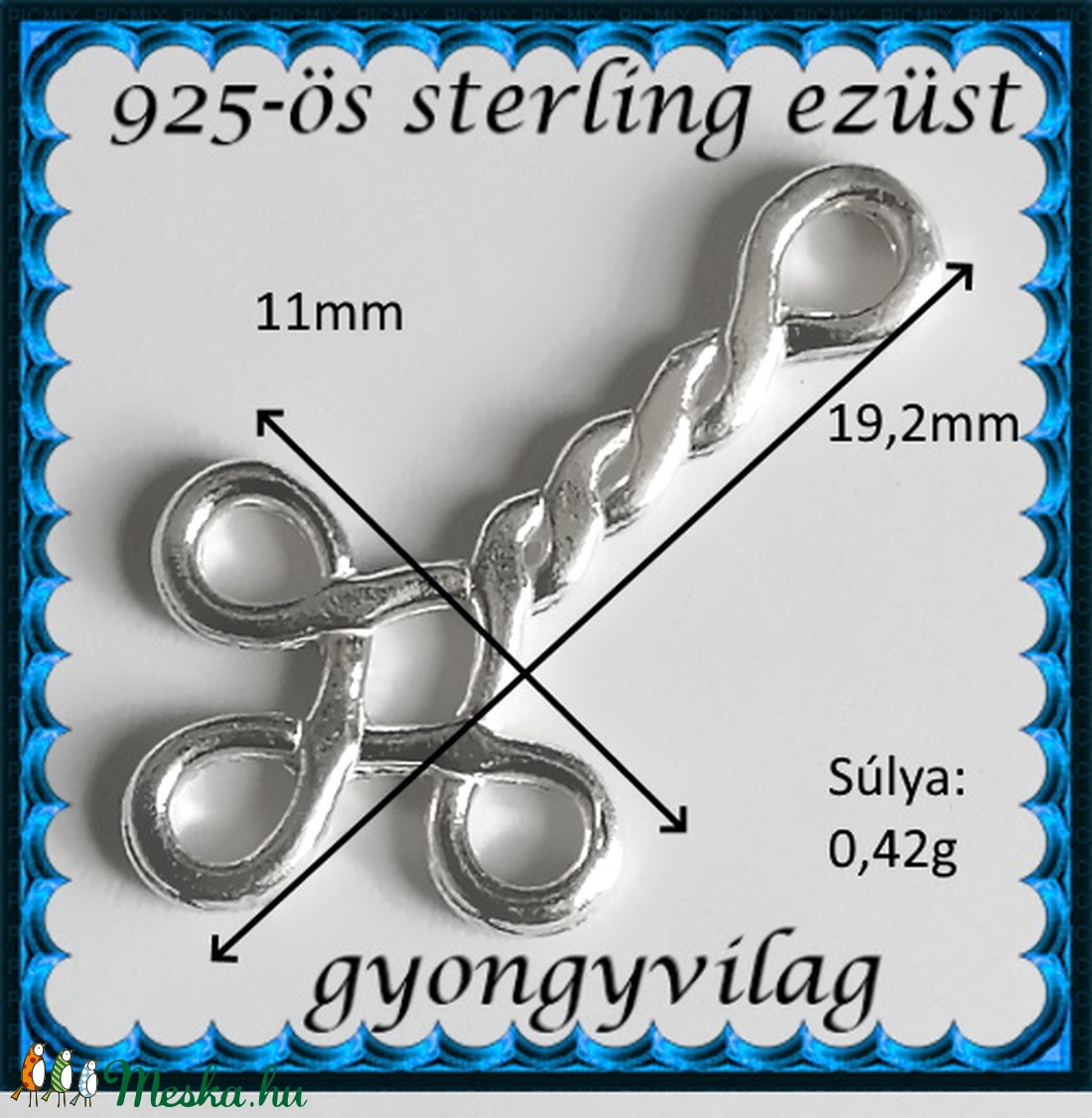 925-ös finomságú sterling ezüst kandeláber/ továbbépíthető köztes /tartó elem  EKA 39 - gyöngy, ékszerkellék - egyéb alkatrész - Meska.hu