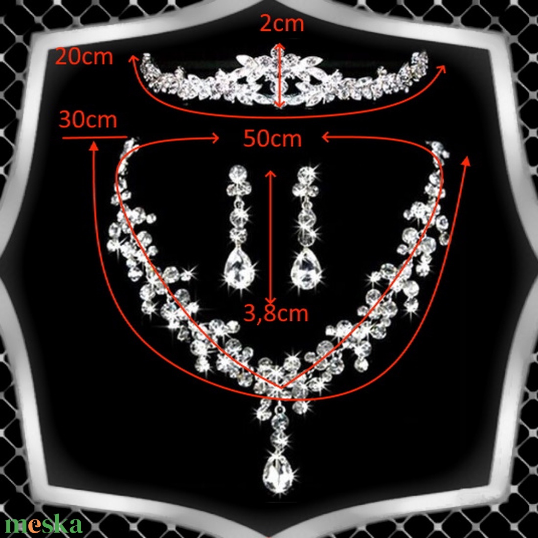 Esküvői, menyasszonyi, alkalmi ékszer szett+tiara  ES-SZ35 - esküvő - ékszer - ékszerszett - Meska.hu