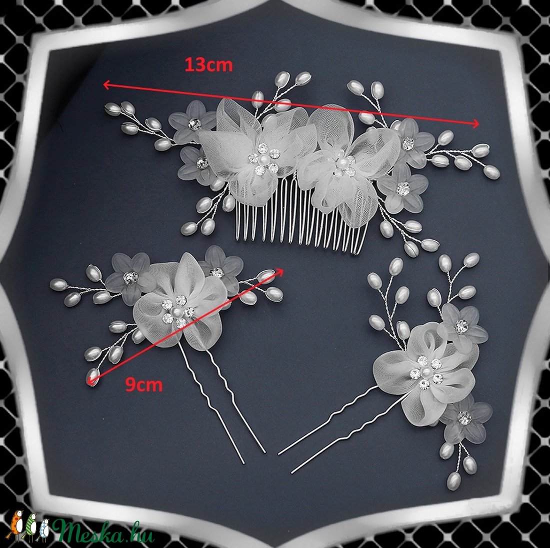 Ékszerek-hajdíszek, hajcsatok: Esküvői, menyasszonyi, alkalmi hajdísz, ES-H-SZ03 fehér - esküvő - hajdísz - fésűs hajdísz - Meska.hu