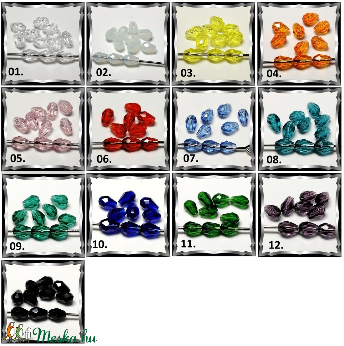 Ékszerkellék: gyöngy, üveg csepp GY ÜCS01 3x5 mm-es több színben - gyöngy, ékszerkellék - fém köztesek - Meska.hu Ékszerkellék: gyöngy, üveg csepp GY ÜCS01 3x5 mm-es több színben - gyöngy, ékszerkellék - fém köztesek - Meska.hu