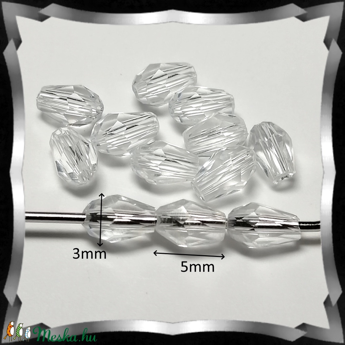 Ékszerkellék: gyöngy, üveg csepp GY ÜCS01 3x5 mm-es több színben - gyöngy, ékszerkellék - fém köztesek - Meska.hu Ékszerkellék: gyöngy, üveg csepp GY ÜCS01 3x5 mm-es több színben - gyöngy, ékszerkellék - fém köztesek - Meska.hu
