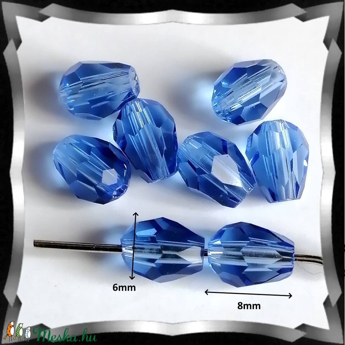 Ékszerkellék: gyöngy, üveg csepp GY ÜCS01 6x8 mm-es hosszában fúrt több színben - gyöngy, ékszerkellék - fém köztesek - Meska.hu