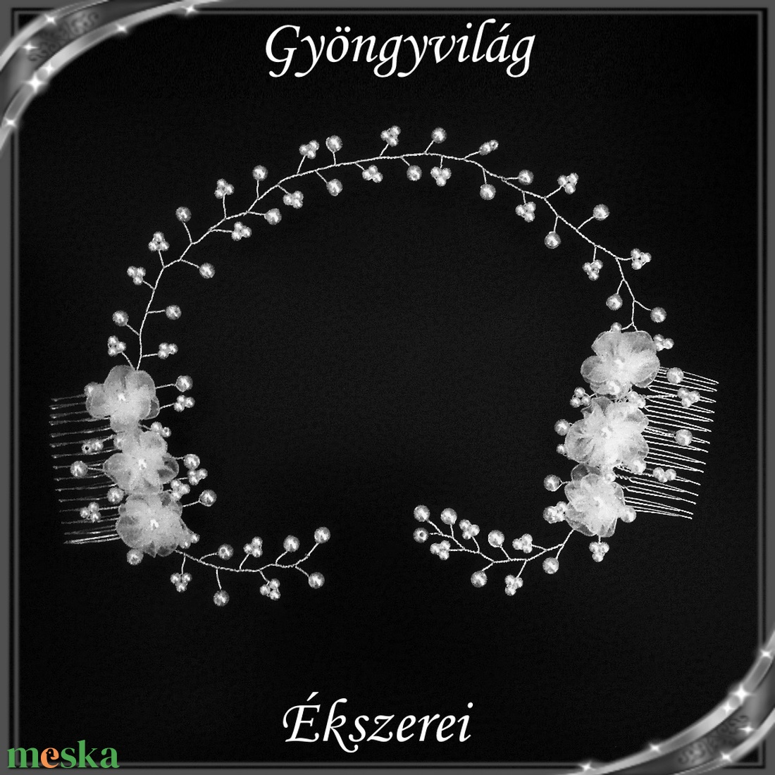 Ékszerek-hajdíszek, hajcsatok: Esküvői, menyasszonyi, alkalmi hajdísz, S-H-FÜ24 - esküvő - hajdísz - fésűs hajdísz - Meska.hu