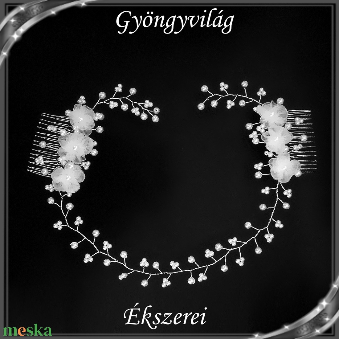 Ékszerek-hajdíszek, hajcsatok: Esküvői, menyasszonyi, alkalmi hajdísz, S-H-FÜ24 - esküvő - hajdísz - fésűs hajdísz - Meska.hu