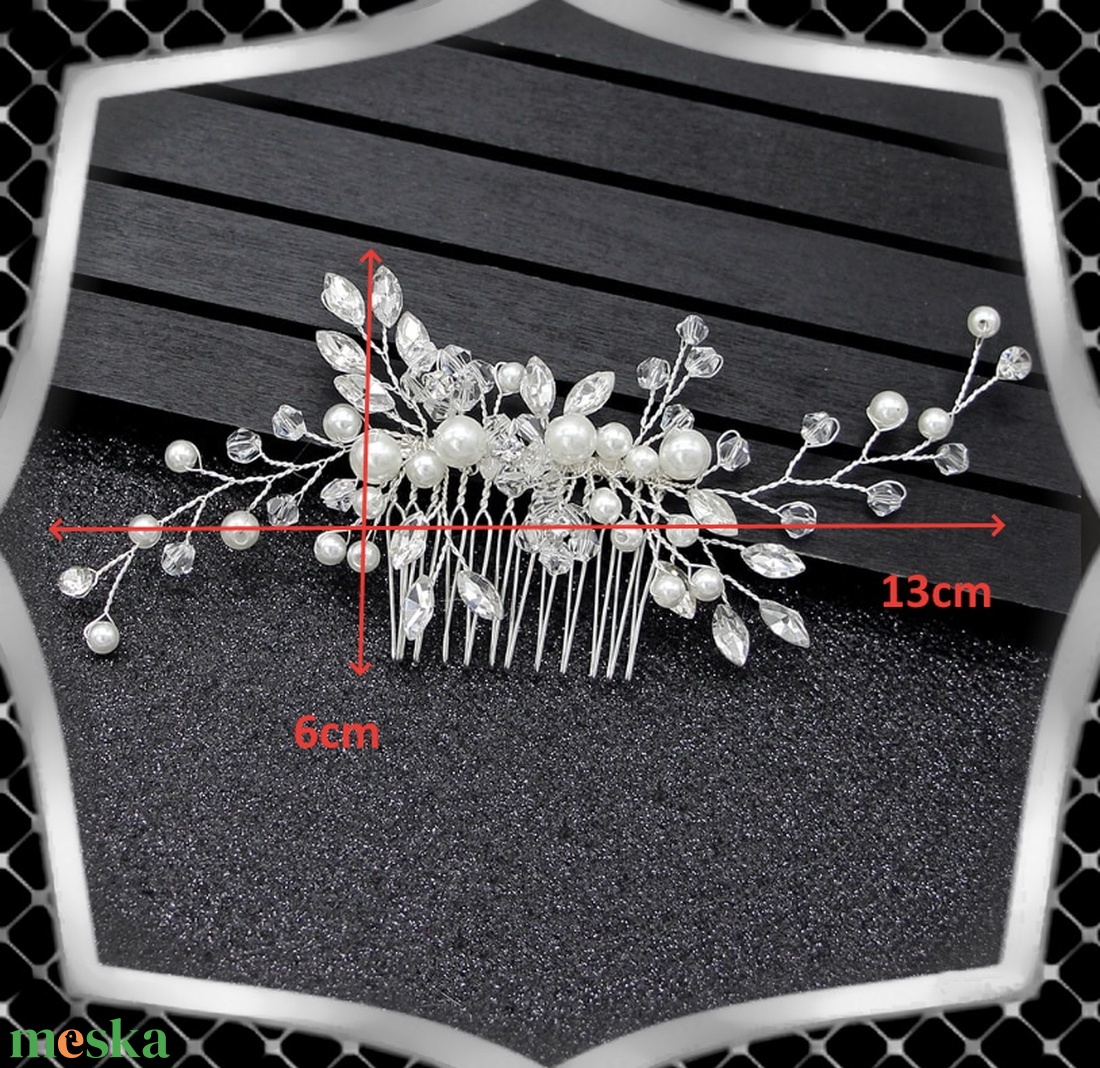 Ékszerek-hajdíszek, hajcsatok: Esküvői, menyasszonyi, alkalmi hajdísz ES-H-FÉ11e - esküvő - hajdísz - fésűs hajdísz - Meska.hu