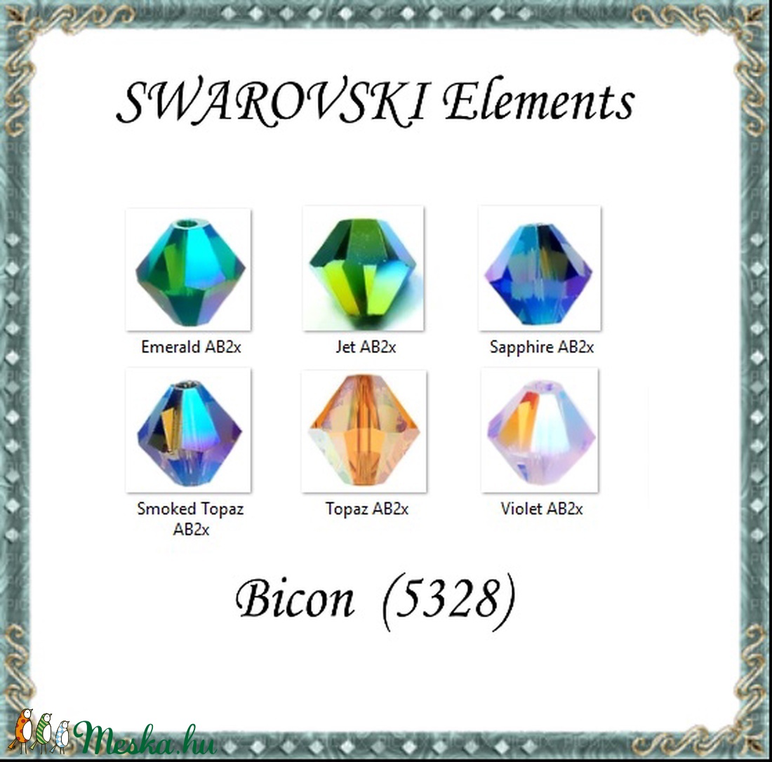 Ékszerkellék: Swarovski bicon 3mm-es AB2x bevonatos több színben SW5328-3ab2x 24db/csomag  - gyöngy, ékszerkellék - swarovski kristályok - Meska.hu