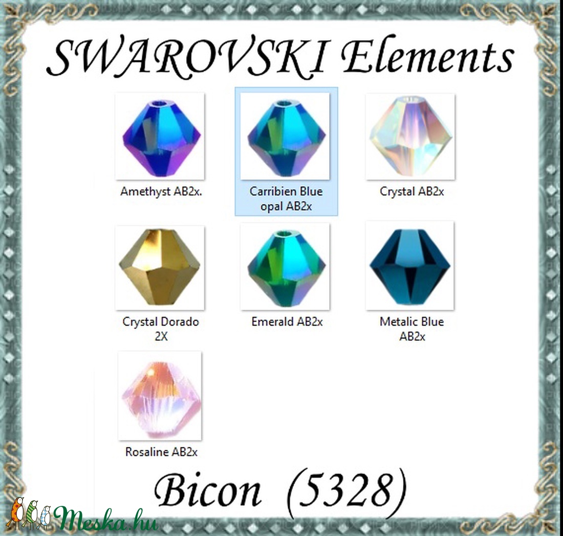 Ékszerkellék: Swarovski bicon 3mm-es AB2x bevonatos több színben SW5328-3ab2x 24db/csomag - kellékek & szerszámok - gyöngyfűzés kellékek - swarovski kristályok - Meska.hu Ékszerkellék: Swarovski bicon 3mm-es AB2x bevonatos több színben SW5328-3ab2x 24db/csomag - kellékek & szerszámok - gyöngyfűzés kellékek - swarovski kristályok - Meska.hu