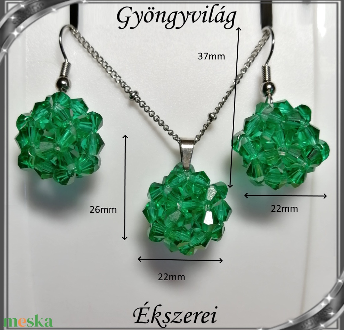 Ékszerek-szettek: kristály ékszer szett SSZNA-KGY01-10 malechit green - ékszer - ékszerszett - Meska.hu