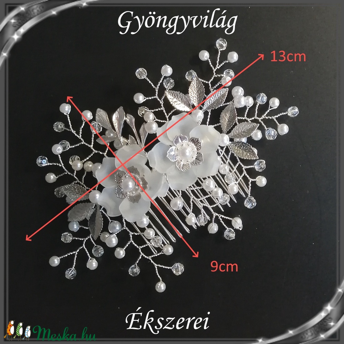 Ékszerek-hajdíszek, hajcsatok: Esküvői, menyasszonyi, alkalmi hajdísz S-H-FÉ14e - esküvő - hajdísz - fésűs hajdísz - Meska.hu