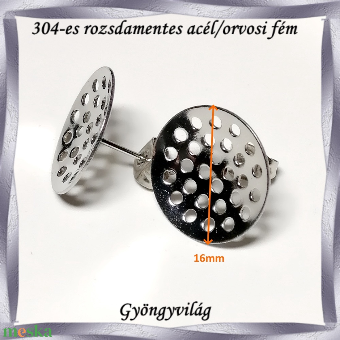 304 Nemes acél ékszerkellék: fülbevaló alap NAFK 13-16e 1pár/cs - kellékek & szerszámok - ékszerkellék - fülbevaló alap - Meska.hu 304 Nemes acél ékszerkellék: fülbevaló alap NAFK 13-16e 1pár/cs - kellékek & szerszámok - ékszerkellék - fülbevaló alap - Meska.hu