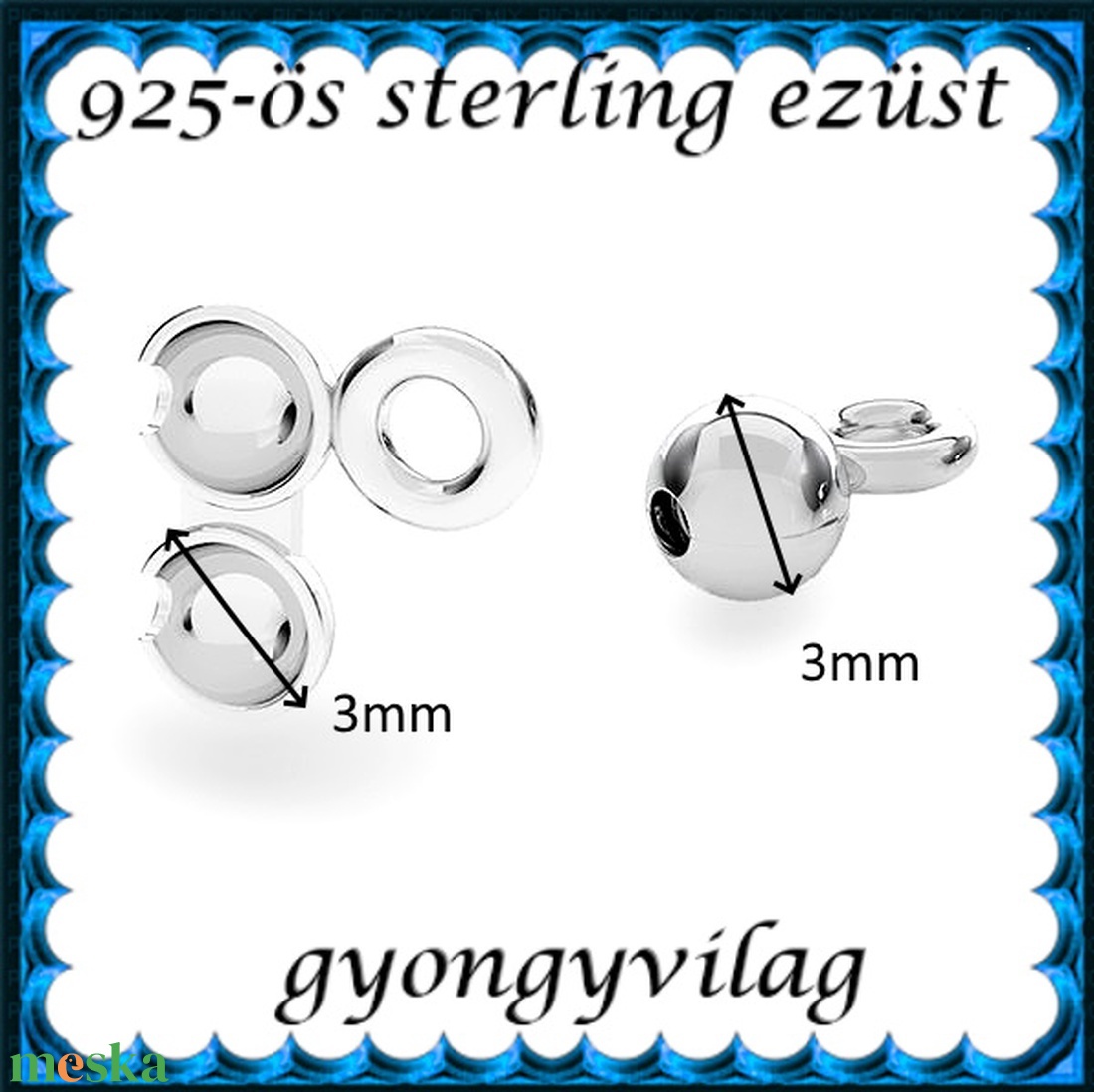 925-ös sterling ezüst ékszerkellék: csomótakaró ECST 07-3e - kellékek & szerszámok - gyöngyfűzés kellékek - egyéb alkatrész - Meska.hu 925-ös sterling ezüst ékszerkellék: csomótakaró ECST 07-3e - kellékek & szerszámok - gyöngyfűzés kellékek - egyéb alkatrész - Meska.hu