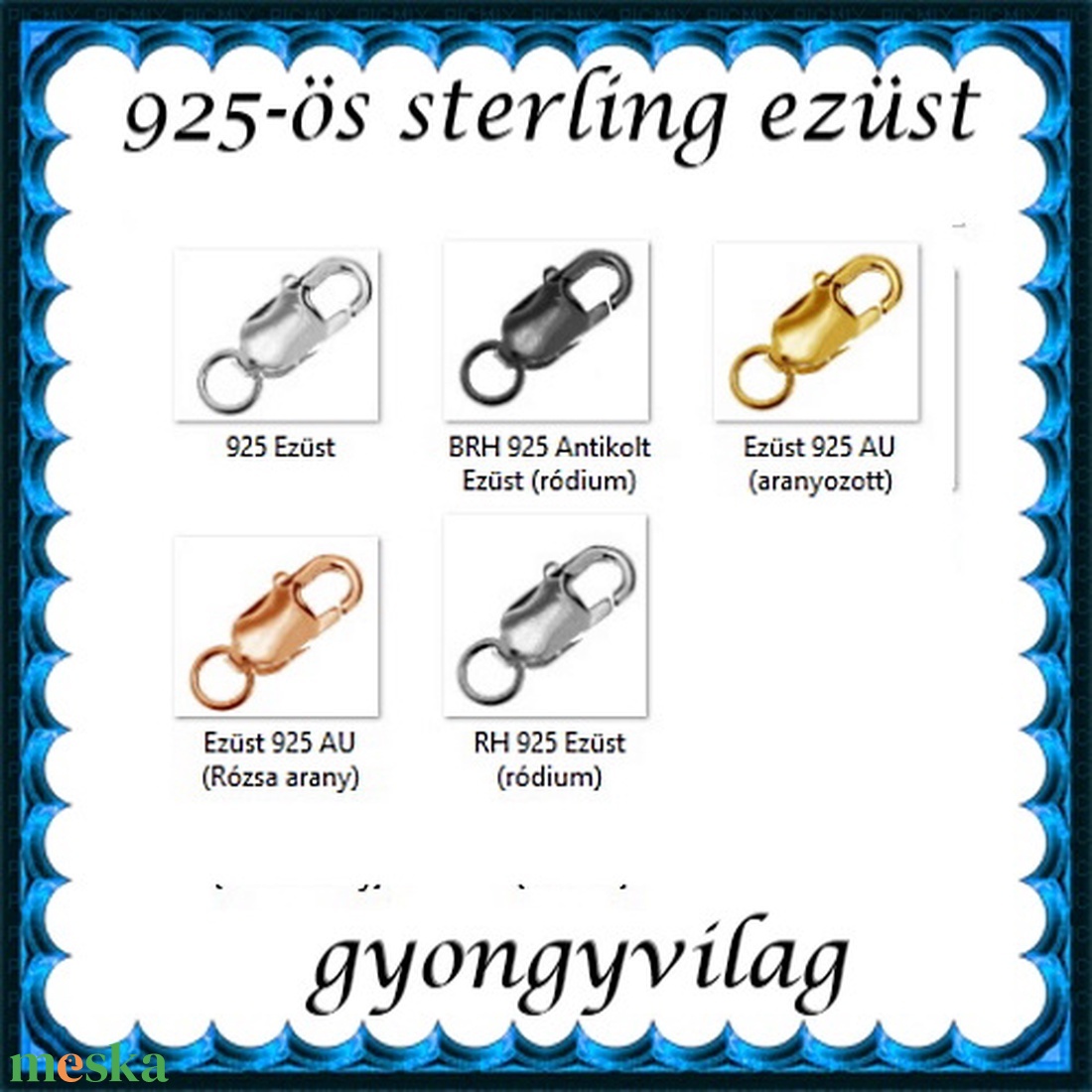 925-ös ezüst 1soros lánckapocs ELK 1s 15-9e - gyöngy, ékszerkellék - egyéb alkatrész - Meska.hu
