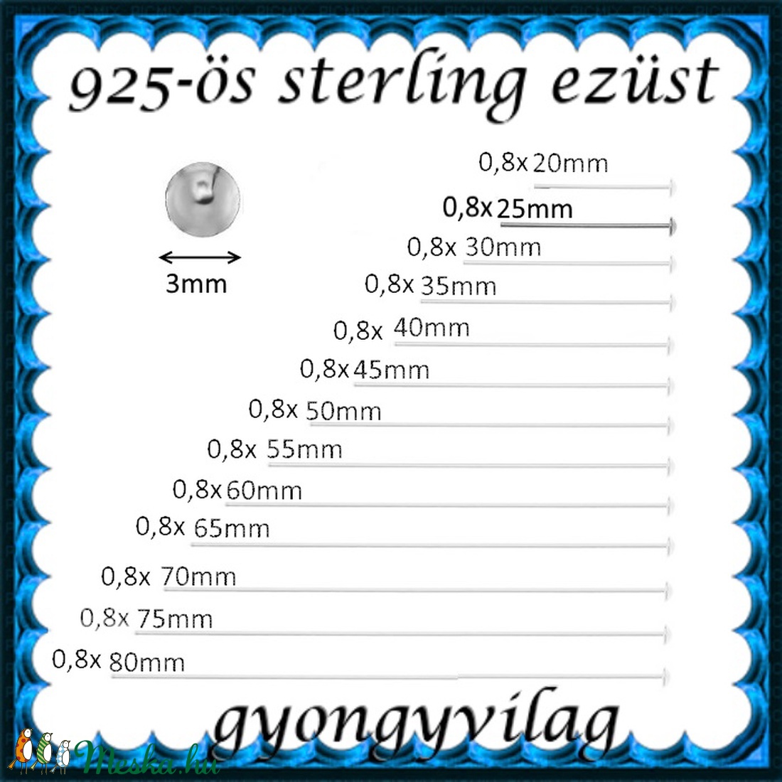 925-ös sterling ezüst ékszerkellék: szerelőpálca szög végű ESZP SZ 25x0,8 mm-es 1db/cs - kellékek & szerszámok - gyöngyfűzés kellékek - egyéb alkatrész - Meska.hu 925-ös sterling ezüst ékszerkellék: szerelőpálca szög végű ESZP SZ 25x0,8 mm-es 1db/cs - kellékek & szerszámok - gyöngyfűzés kellékek - egyéb alkatrész - Meska.hu