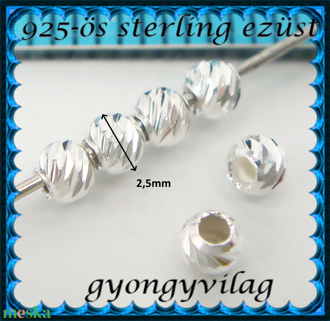 925-ös sterling ezüst ékszerkellék: köztes/gyöngy/díszitőelem EKÖ 100-2,5 4db/csomag - gyöngy, ékszerkellék - egyéb alkatrész - Meska.hu