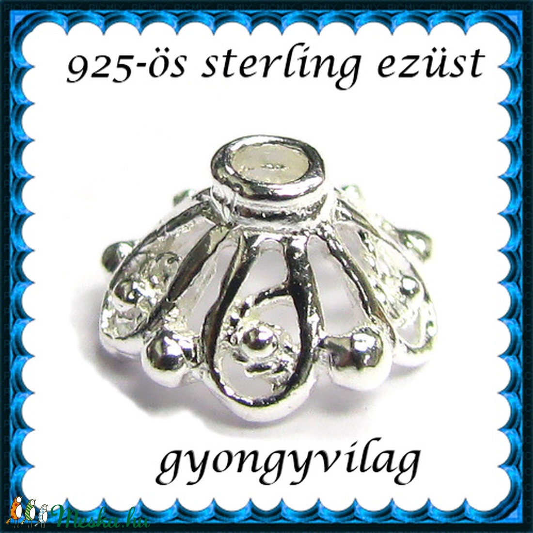925-ös sterling ezüst ékszerkellék: gyöngykupak EGYK 02 1db/cs - kellékek & szerszámok - gyöngyfűzés kellékek - gyöngykupak - Meska.hu