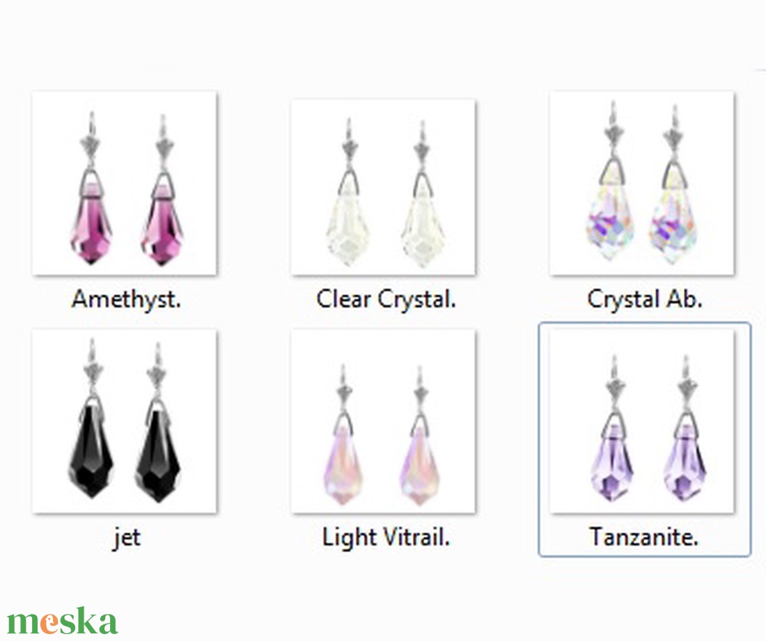 Ékszerek-fülbevalók: Swarovski csepp fülbevaló, ezüstözött kapoccsal SSZEB-SW6000-F13 - ékszer - fülbevaló - lógó fülbevaló - Meska.hu