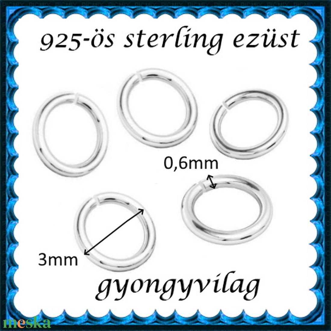 925-ös sterling ezüst ékszerkellék: karika nyitott ESZK NY 3x0,6mm 5db/csomag - kellékek & szerszámok - gyöngyfűzés kellékek - szerelőkarika - Meska.hu 925-ös sterling ezüst ékszerkellék: karika nyitott ESZK NY 3x0,6mm 5db/csomag - kellékek & szerszámok - gyöngyfűzés kellékek - szerelőkarika - Meska.hu