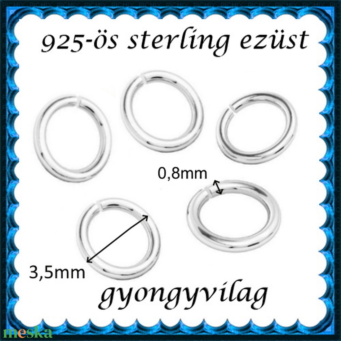 925-ös sterling ezüst ékszerkellék: karika nyitott ESZK NY 3,5x0,8mm 5db/csomag - gyöngy, ékszerkellék - egyéb alkatrész - Meska.hu 925-ös sterling ezüst ékszerkellék: karika nyitott ESZK NY 3,5x0,8mm 5db/csomag - gyöngy, ékszerkellék - egyéb alkatrész - Meska.hu
