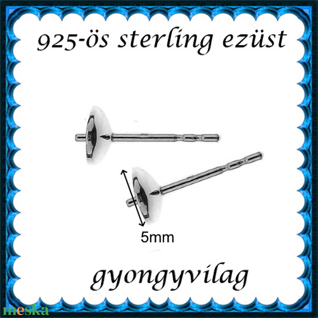 925-ös sterling ezüst ékszerkellék: fülbevaló kapocs, bedugós EFK B 12-5 - kellékek & szerszámok - ékszerkellék - fülbevaló kapocs - Meska.hu