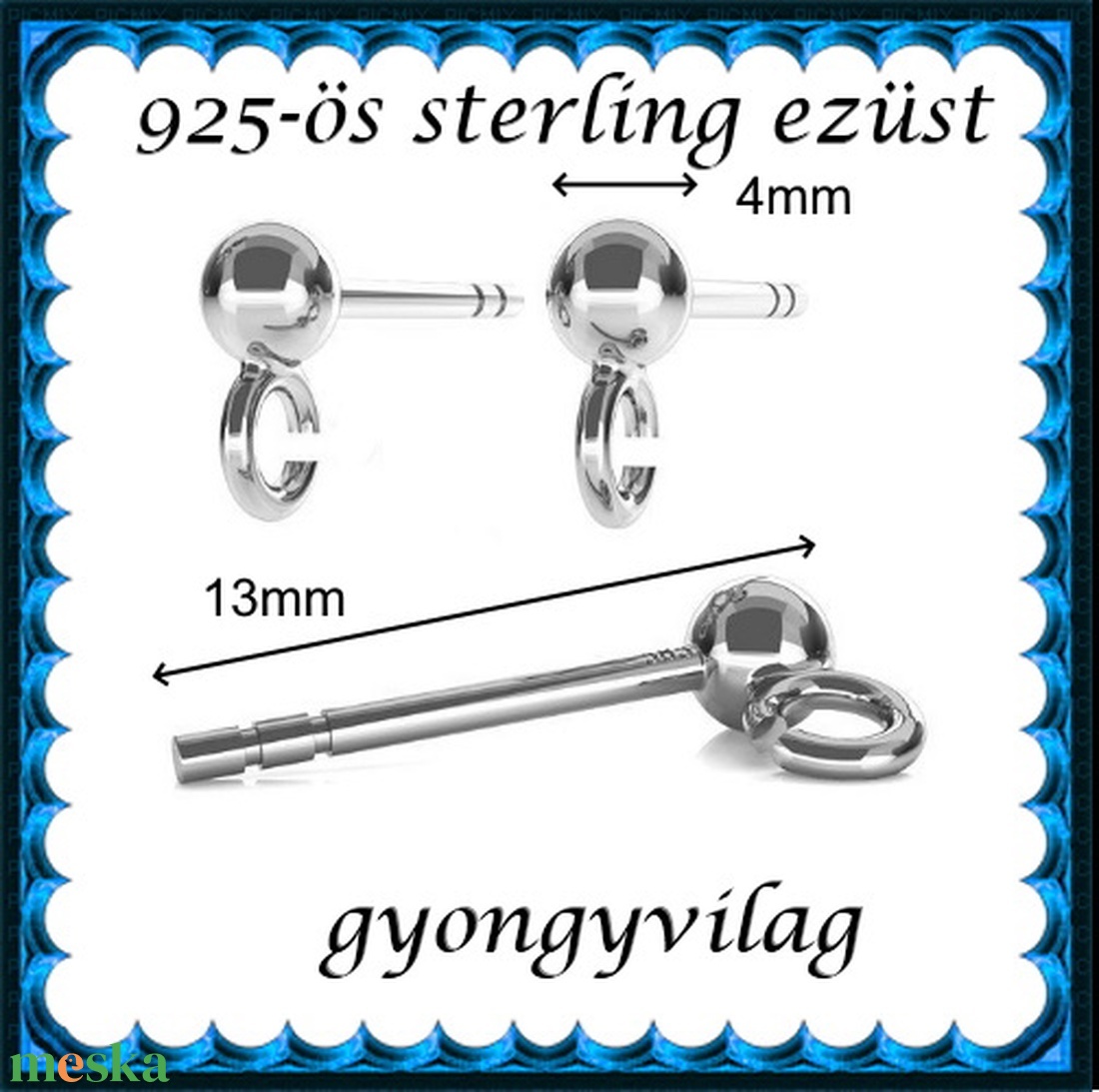 925-ös sterling ezüst ékszerkellék: fülbevaló kapocs, bedugós EFK B 01-1-4 - kellékek & szerszámok - ékszerkellék - fülbevaló kapocs - Meska.hu 925-ös sterling ezüst ékszerkellék: fülbevaló kapocs, bedugós EFK B 01-1-4 - kellékek & szerszámok - ékszerkellék - fülbevaló kapocs - Meska.hu