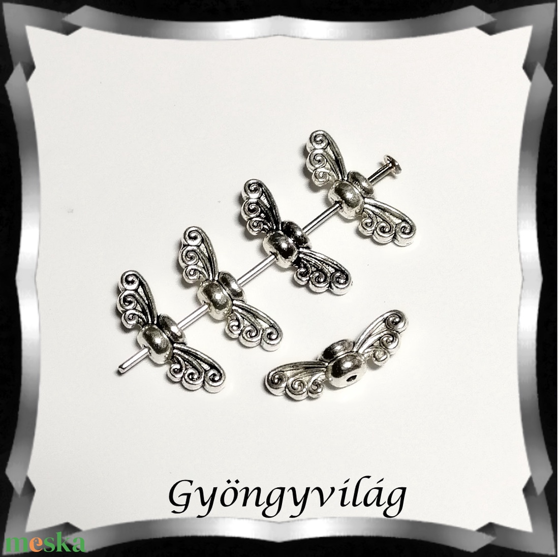 Ékszerkellék: köztes / díszítőelem / gyöngy BKÖ 1S 46-1 10db/csomag  mini  angyalszárny - kellékek & szerszámok - gyöngyfűzés kellékek - fém köztesek - Meska.hu