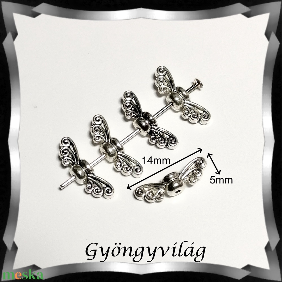 Ékszerkellék: köztes / díszítőelem / gyöngy BKÖ 1S 46-1 10db/csomag  mini  angyalszárny - kellékek & szerszámok - gyöngyfűzés kellékek - fém köztesek - Meska.hu