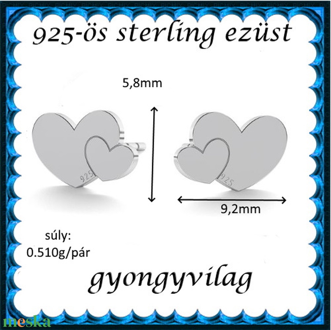 925-ös sterling ezüst ékszerek: fülbevaló EF08 - ékszer - fülbevaló - pötty fülbevaló - Meska.hu