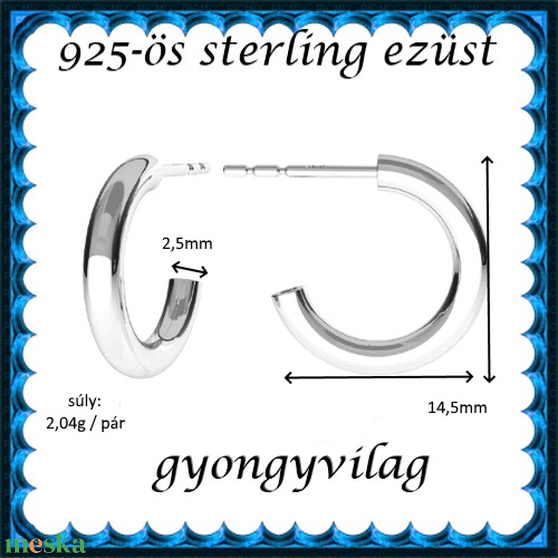 925-ös sterling ezüst ékszerek: fülbevaló EF13e - ékszer - fülbevaló - pötty fülbevaló - Meska.hu
