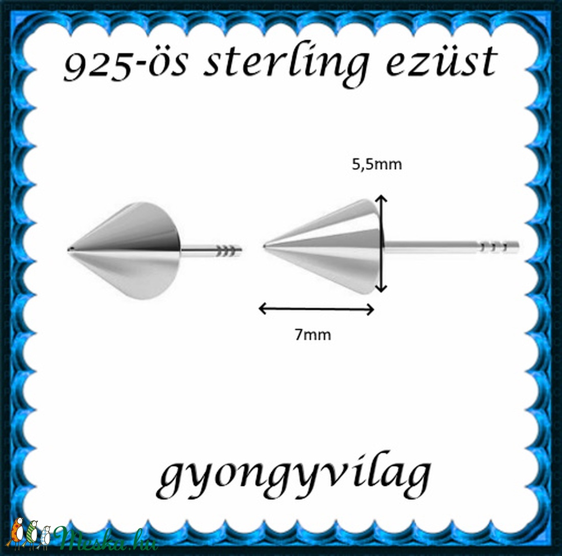 925-ös sterling ezüst ékszerek: fülbevaló EF15 - ékszer - fülbevaló - pötty fülbevaló - Meska.hu