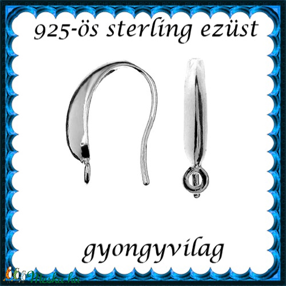 925-ös sterling ezüst ékszerkellék: fülbevalóalap akasztós EFK A 73-1 - kellékek & szerszámok - ékszerkellék - fülbevaló alap - Meska.hu 925-ös sterling ezüst ékszerkellék: fülbevalóalap akasztós EFK A 73-1 - kellékek & szerszámok - ékszerkellék - fülbevaló alap - Meska.hu