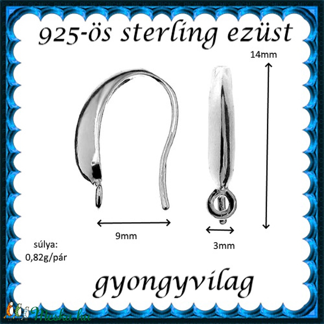925-ös sterling ezüst ékszerkellék: fülbevalóalap akasztós EFK A 73-1 - kellékek & szerszámok - ékszerkellék - fülbevaló alap - Meska.hu 925-ös sterling ezüst ékszerkellék: fülbevalóalap akasztós EFK A 73-1 - kellékek & szerszámok - ékszerkellék - fülbevaló alap - Meska.hu
