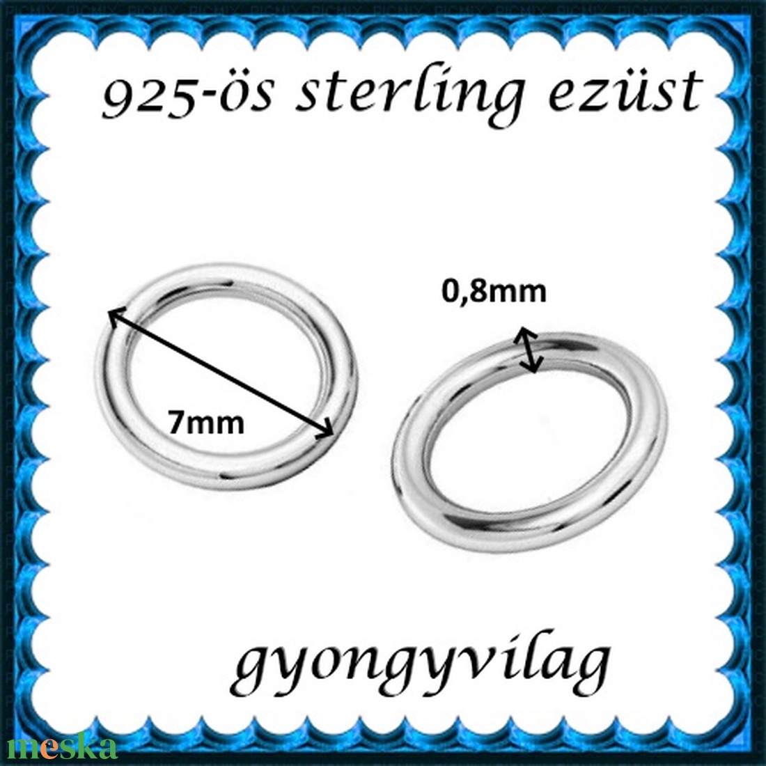 925-ös sterling ezüst ékszerkellék: karika zárt ESZK Z 7x0,8 mm 2db/csomag - gyöngy, ékszerkellék - egyéb alkatrész - Meska.hu 925-ös sterling ezüst ékszerkellék: karika zárt ESZK Z 7x0,8 mm 2db/csomag - gyöngy, ékszerkellék - egyéb alkatrész - Meska.hu
