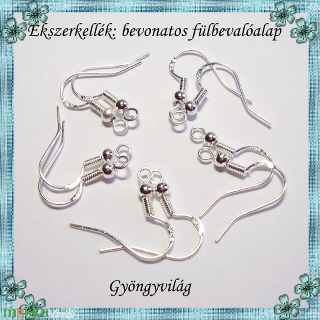 Ezüstel bevont ékszerkellék: fülbevalóalap  E925-FK02 10pár/cs - kellékek & szerszámok - ékszerkellék - fülbevaló alap - Meska.hu
