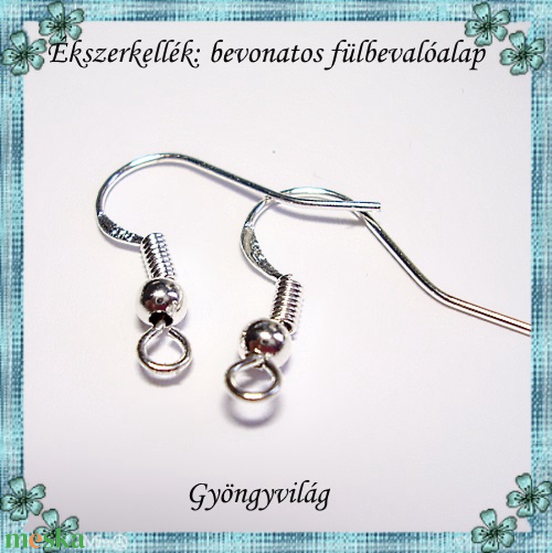 Ezüstel bevont ékszerkellék: fülbevalóalap  E925-FK02 10pár/cs - kellékek & szerszámok - ékszerkellék - fülbevaló alap - Meska.hu