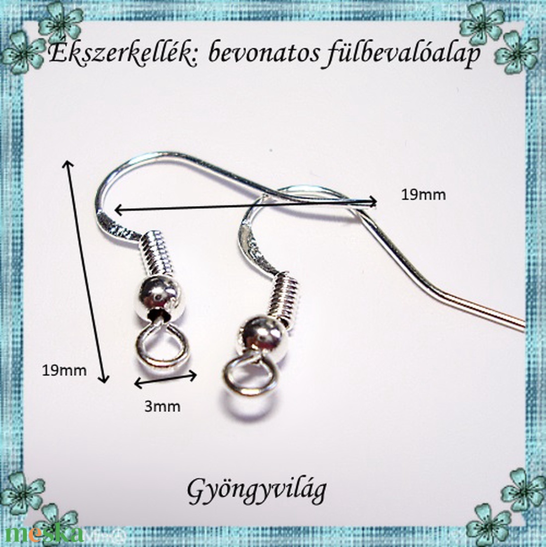 Ezüstel bevont ékszerkellék: fülbevalóalap  E925-FK02 10pár/cs - kellékek & szerszámok - ékszerkellék - fülbevaló alap - Meska.hu