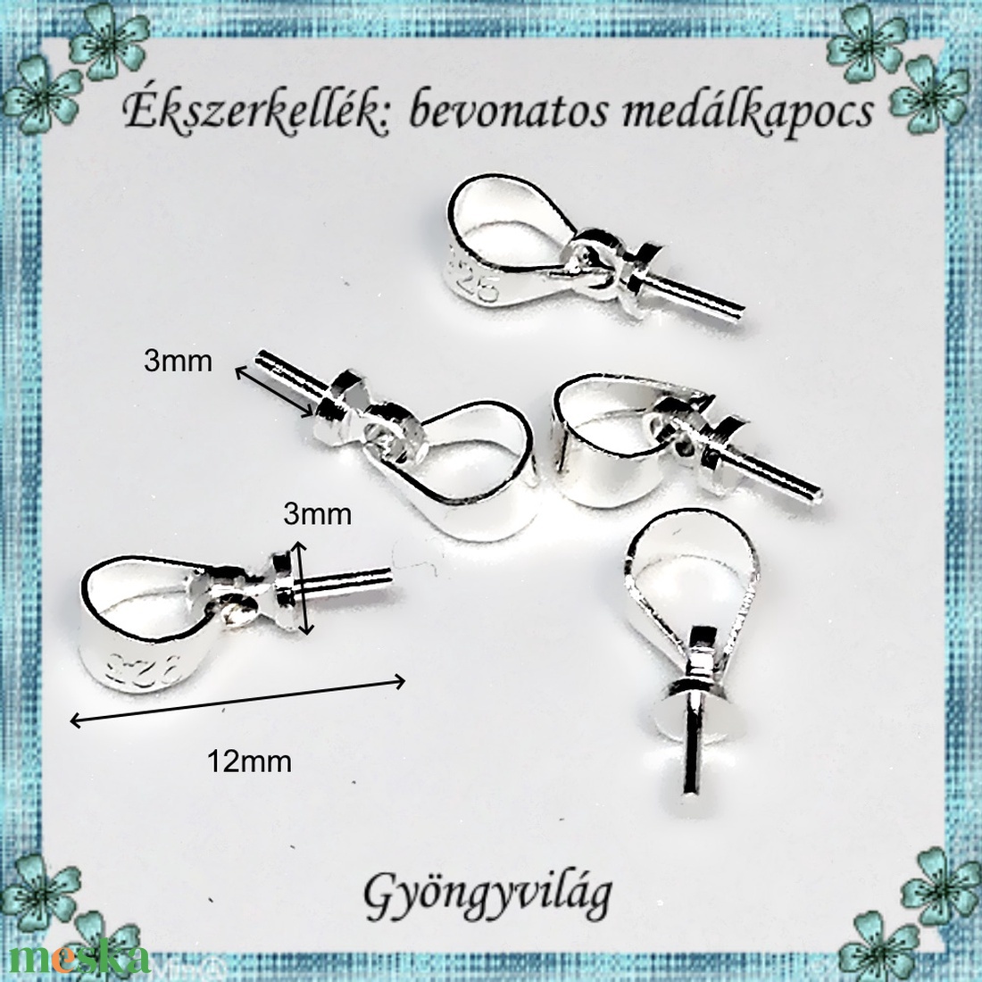 Ezüstel bevont ékszerkellék: medálkapocs E925-MK03 5db/cs - gyöngy, ékszerkellék - egyéb alkatrész - Meska.hu Ezüstel bevont ékszerkellék: medálkapocs E925-MK03 5db/cs - gyöngy, ékszerkellék - egyéb alkatrész - Meska.hu