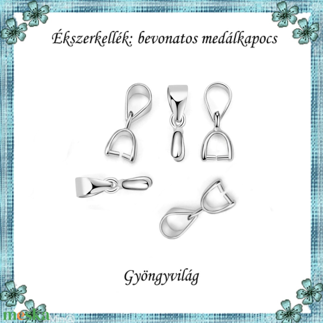 Ezüstel bevont ékszerkellék: medálkapocs E925-MK04-8 5db/csomag - kellékek & szerszámok - ékszerkellék - medáltartó, medálkapocs - Meska.hu Ezüstel bevont ékszerkellék: medálkapocs E925-MK04-8 5db/csomag - kellékek & szerszámok - ékszerkellék - medáltartó, medálkapocs - Meska.hu