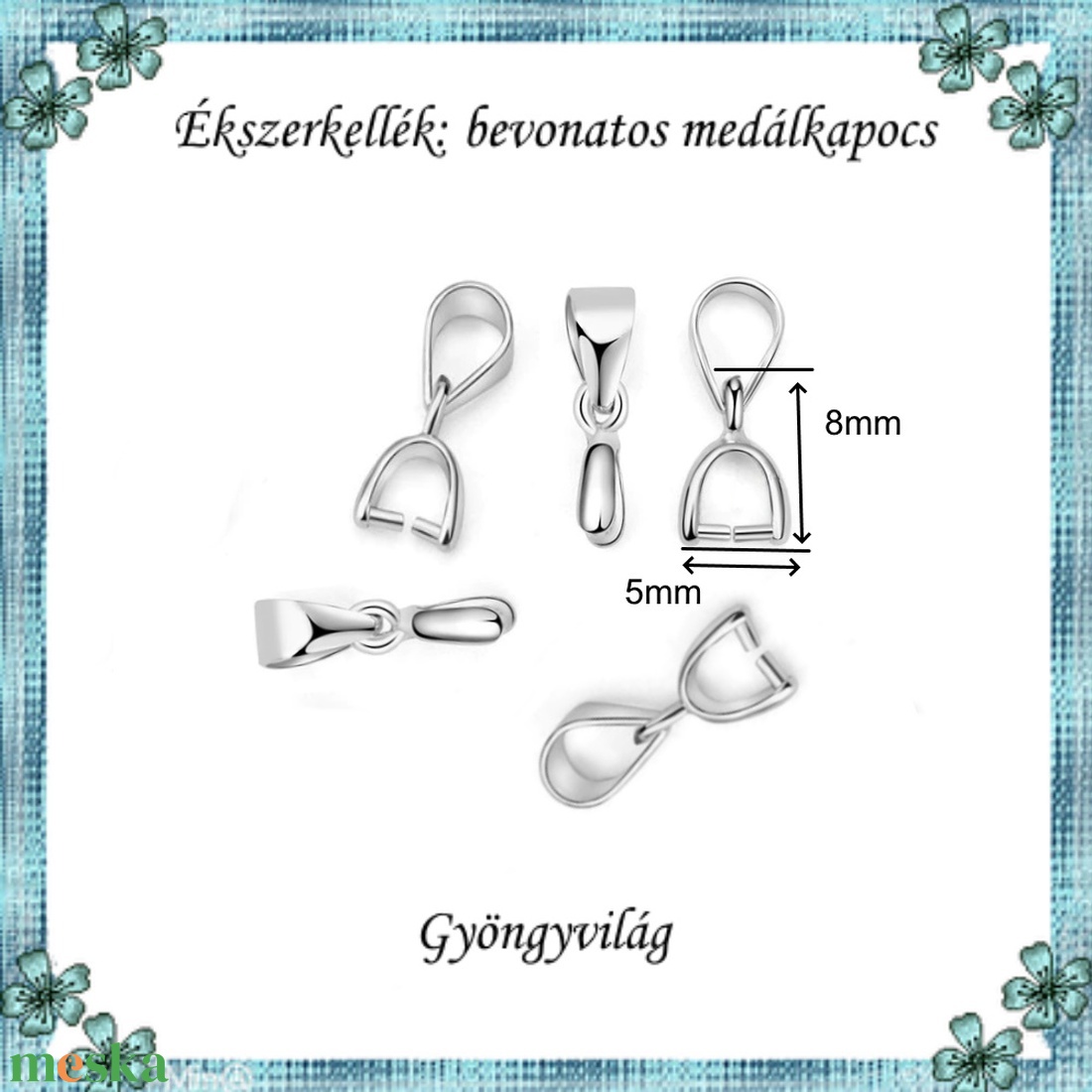 Ezüstel bevont ékszerkellék: medálkapocs E925-MK04-8 5db/csomag - kellékek & szerszámok - ékszerkellék - medáltartó, medálkapocs - Meska.hu Ezüstel bevont ékszerkellék: medálkapocs E925-MK04-8 5db/csomag - kellékek & szerszámok - ékszerkellék - medáltartó, medálkapocs - Meska.hu