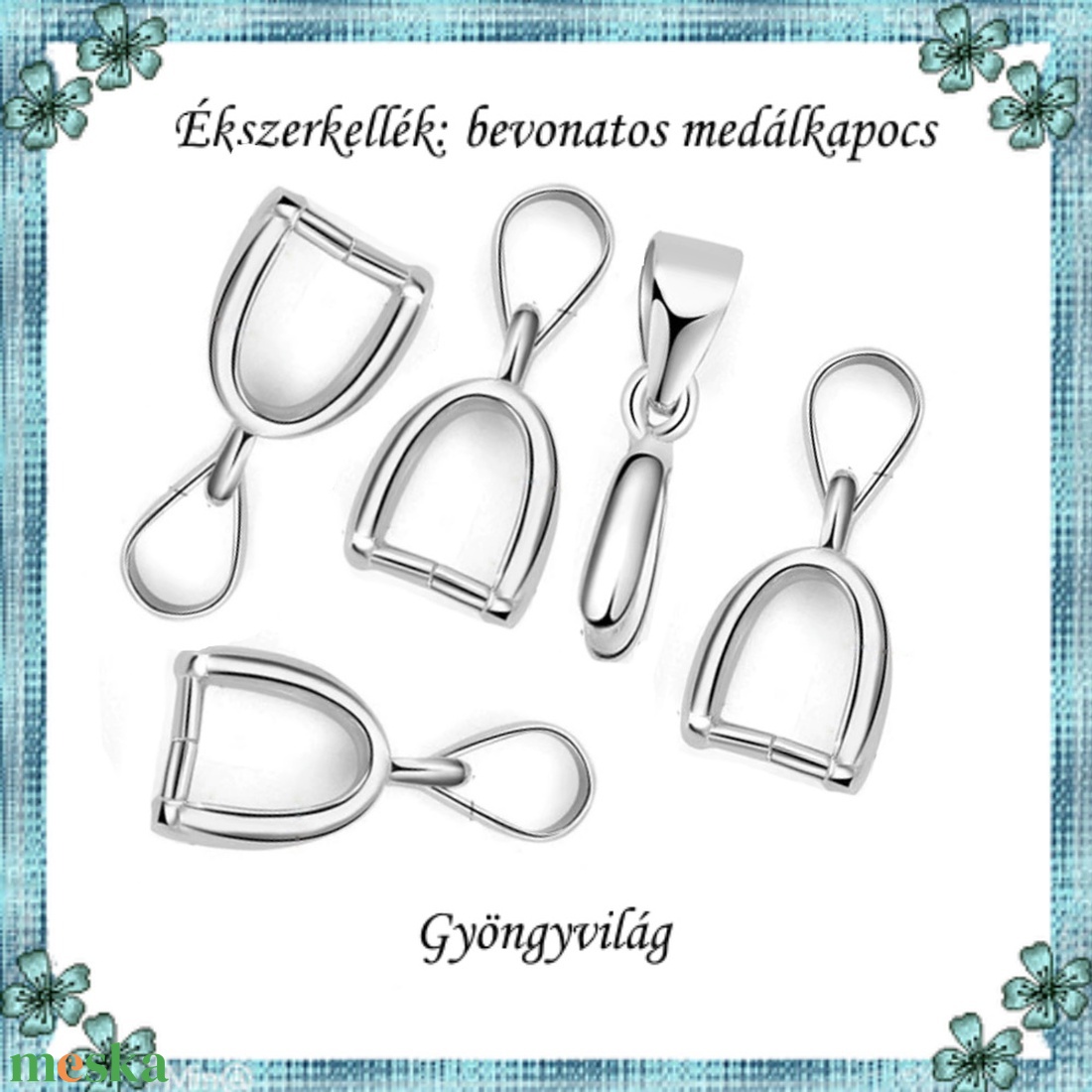 Ezüstel bevont ékszerkellék: medálkapocs E925-MK04-12 4db/csomag - kellékek & szerszámok - ékszerkellék - medáltartó, medálkapocs - Meska.hu Ezüstel bevont ékszerkellék: medálkapocs E925-MK04-12 4db/csomag - kellékek & szerszámok - ékszerkellék - medáltartó, medálkapocs - Meska.hu