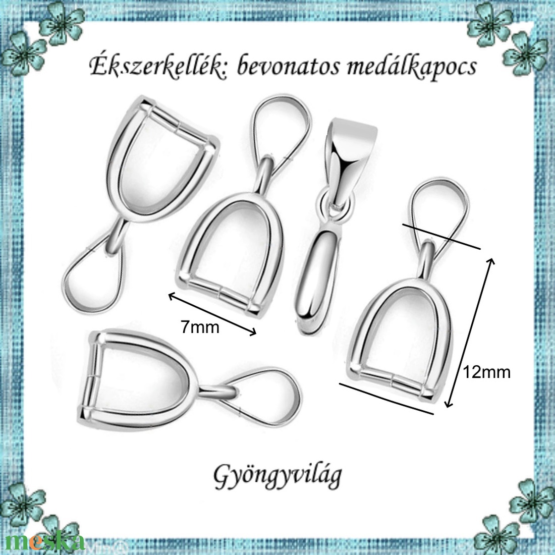 Ezüstel bevont ékszerkellék: medálkapocs E925-MK04-12 4db/csomag - kellékek & szerszámok - ékszerkellék - medáltartó, medálkapocs - Meska.hu Ezüstel bevont ékszerkellék: medálkapocs E925-MK04-12 4db/csomag - kellékek & szerszámok - ékszerkellék - medáltartó, medálkapocs - Meska.hu