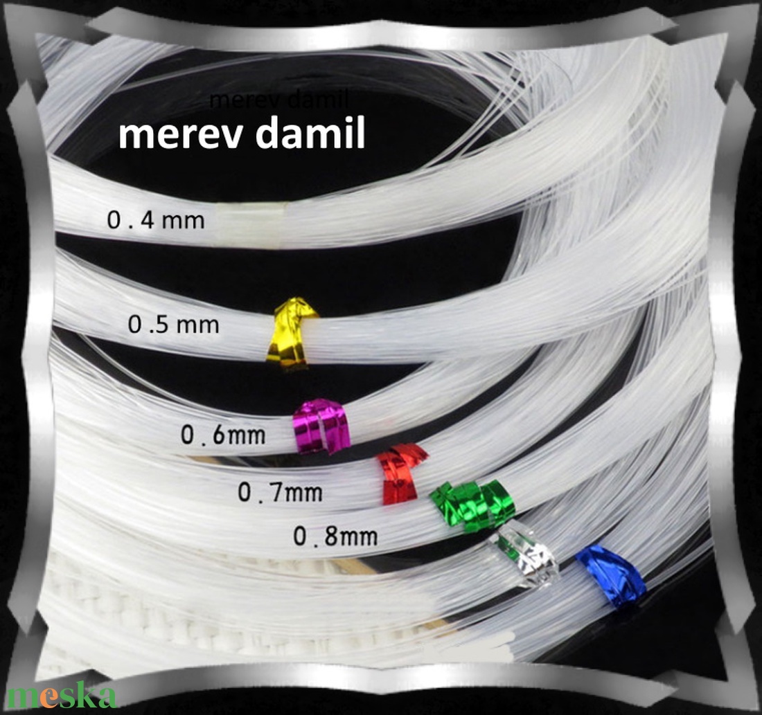Ékszerkellék: drót, damil, fűzőszál. Merev damil FSZ06-1 több méretben - gyöngy, ékszerkellék - egyéb alkatrész - Meska.hu Ékszerkellék: drót, damil, fűzőszál. Merev damil FSZ06-1 több méretben - gyöngy, ékszerkellék - egyéb alkatrész - Meska.hu