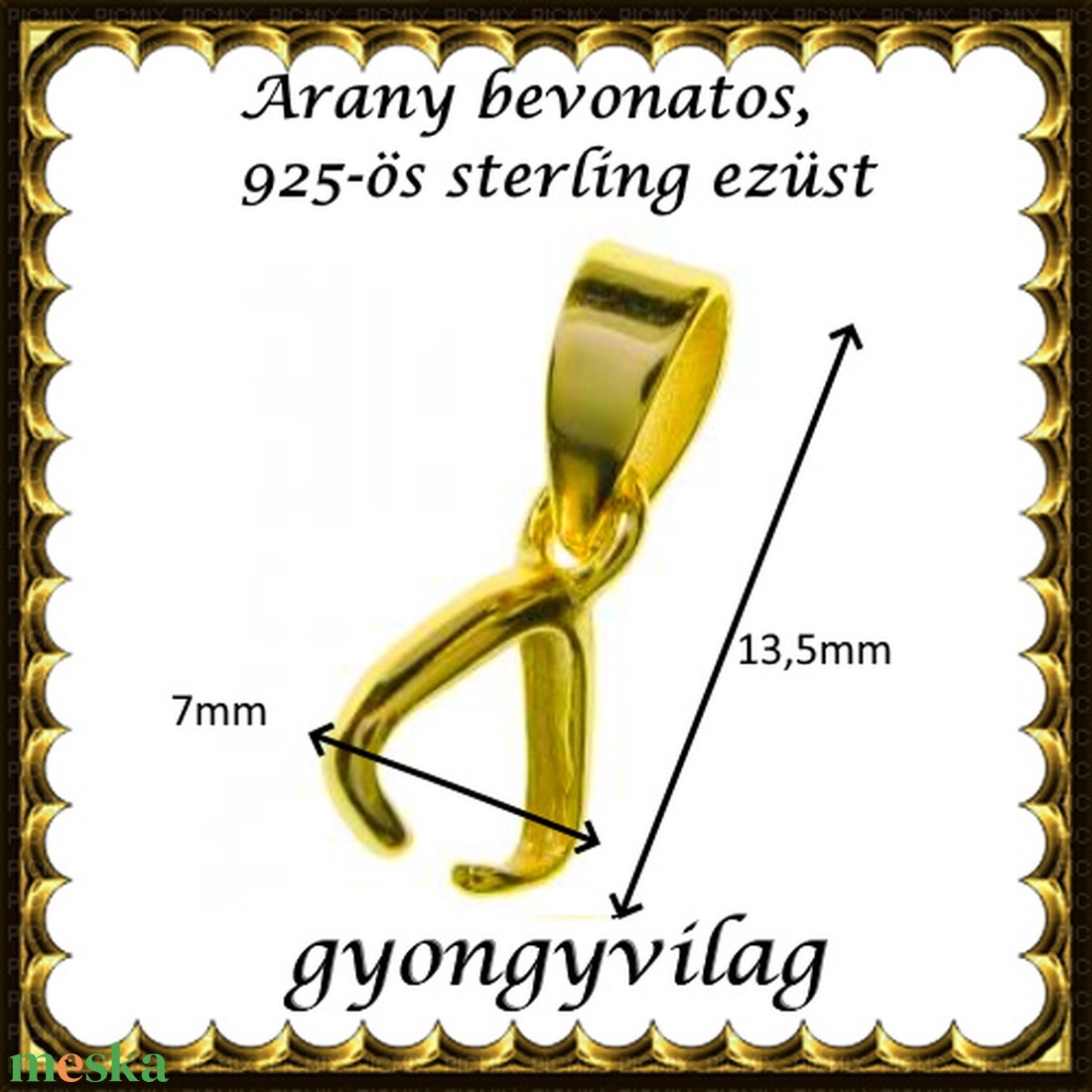925-ös sterling ezüst ékszerkellék: medáltartó, medálkapocs EMK 05g - kellékek & szerszámok - ékszerkellék - medáltartó, medálkapocs - Meska.hu