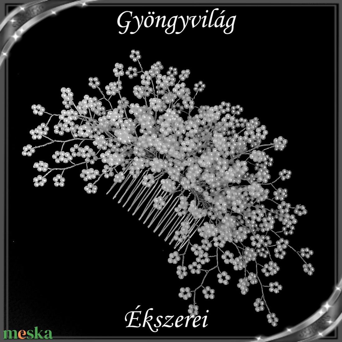 Ékszerek-hajdíszek, hajcsatok: Esküvői, menyasszonyi, alkalmi hajdísz S-H-FÉ17-19e - esküvő - hajdísz - fésűs hajdísz - Meska.hu